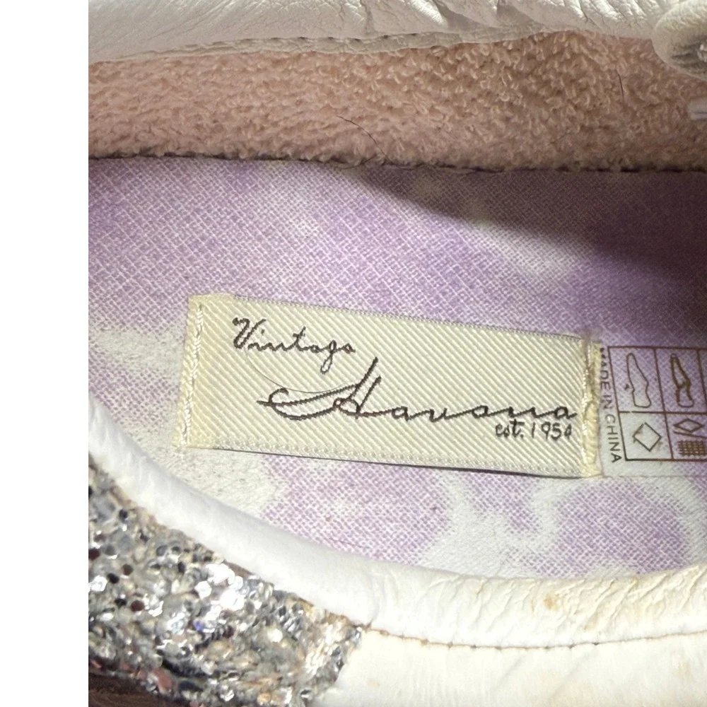 VINTAGE HAVANA Lucy Star Women's 8 Sneaker Leather Suede Cream Silver Platform